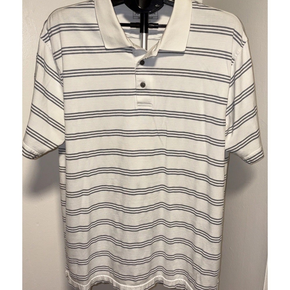 JoS A Bank Polo‎ Shirt Men's XL Leadbetter Golf Short Sleeve White Blue Gray